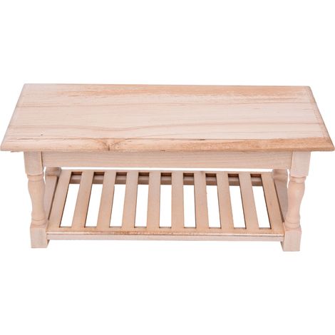 Accessoires pour maison de poupée miniature à l'échelle 1:12 - Décors pour scènes photographiques - Table basse couleur bois (1/5)