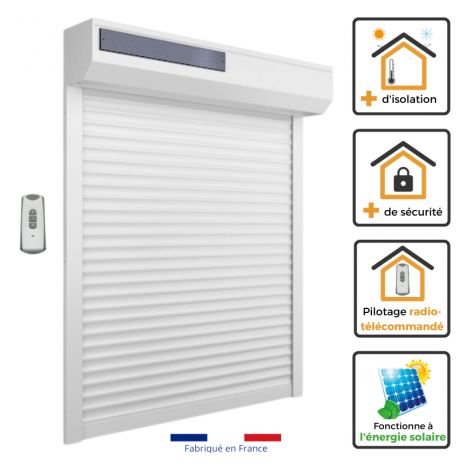 Volet roulant solaire H 150 cm x L 150 cm alu blanc (1/3)