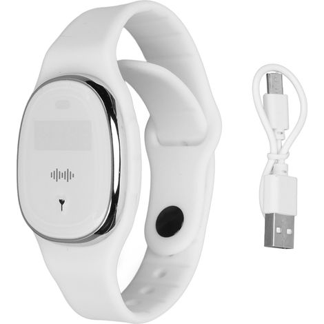 Bracelet Anti-Moustiques Ultrasonique avec Affichage de l'Heure, Rechargeable USB pour Adultes et Enfants - Blanc (1/5)