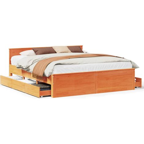 Maison Exclusive - Cadre de lit sans matelas avec tête de lit 200x200 cm bois pin (1/5)