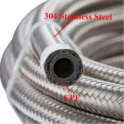 Manguera de combustible, acero inoxidable y caucho CPE, resistente a alta presión, 5 m AN4, diámetro interior de 5,56 mm (1/2)