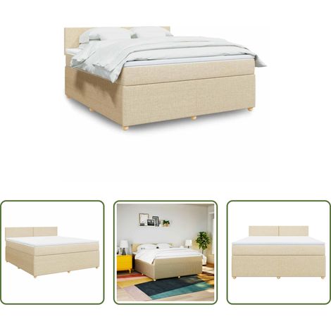 vidaXL Taschenfedern - Boxspringbett mit Matratze Creme 180x200 cm Stoff (1/5)