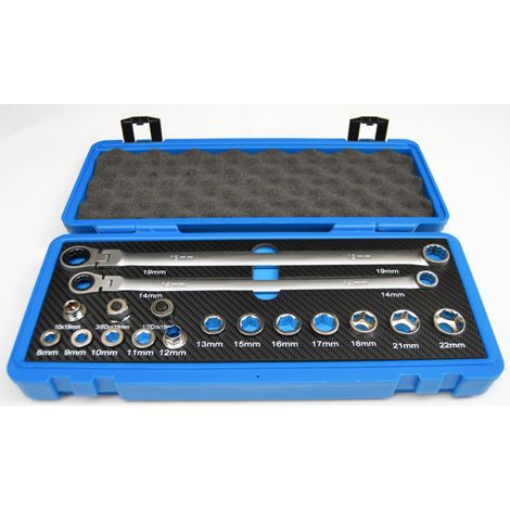 CHIAVI CRICCHETTO SNODO 14 19 MM + BUSSOLE DA 8 A 22 MM ADATTATORI INSERTI 616 B