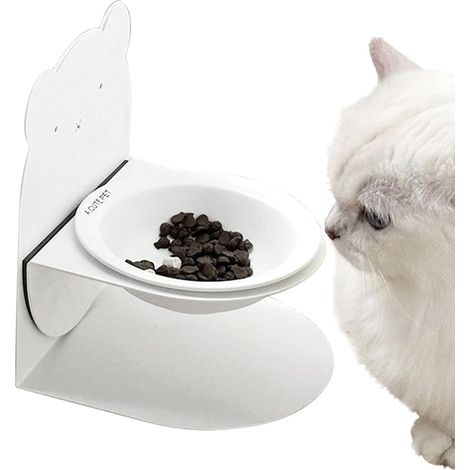 Bol Céramique pour Chat - Mangeoire Anti Glouton pour Nourriture Sèche Et (1/5)