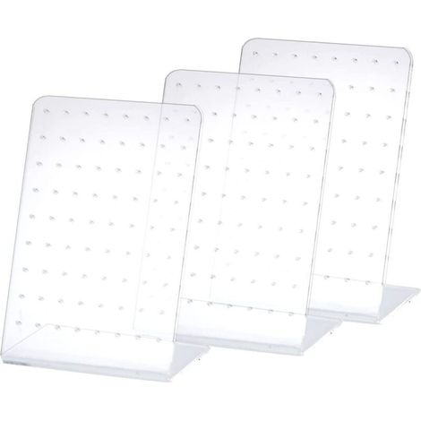 Bardusch-Présentoir boucles d’oreilles acrylique transparent, 72 trous, set de 3 supports bijoux (1/4)