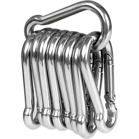10pcs Mousquetons en acier inoxydable 304 Rsistant Mousqueton Inox 50 mm x 5 mm de qualit suprieure avec fermoir cliquet pour tous les types d\\'aide la traction et poignes avec un illet (1/4)
