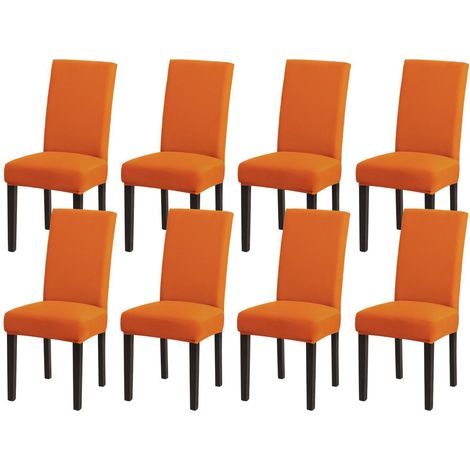 Stuhlhussen 8er Set Orange, Stretch, Waschbar, für Esszimmer & Hotel (1/5)