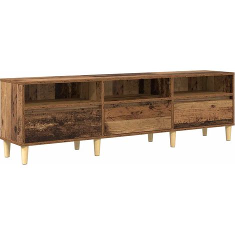 Meuble TV rectangulaire rustique étagères pratiques 150 x 30 x 45 cm en bois d'ingénierie bois ancien