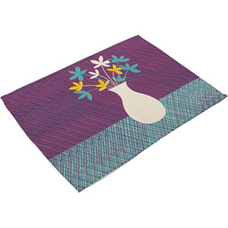Tapis De Table - Motif Fleurs Colorées - Isolation Thermique Et Résistant - Pour Salle À Manger Et Cuisine - Lot De 1 (1/2)