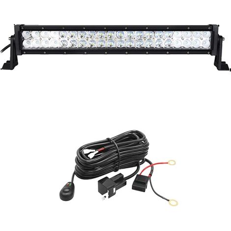 Barra de luz LED de trabajo, doble fila, resistente al agua, 120W con kit de cableado (1/2)