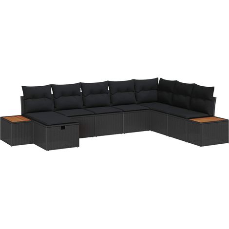 Maison Exclusive - Gartensofa-set mit Kissen mit Speicher Schwarz