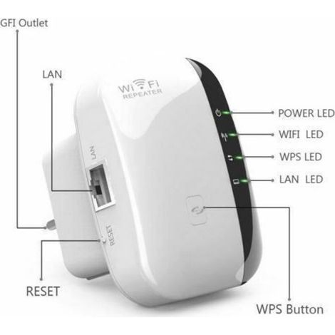 WiFi Répéteur 300Mbps Mini Repeater sans Fil Adaptateur Amplificateur Signal Wireless Répétiteur 2.4GHz Antenne WLAN 802.11n/g/b (1/4)