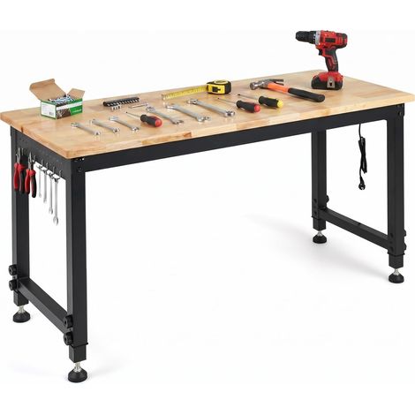 COSTWAY Banco Tavolo Lavoro Officina Garage Saldatura Magazzino Ferro Metallo Legno Laboratorio Porta Attrezzi Professionale Regolabile Altezza Stazione Ricar (1/5)