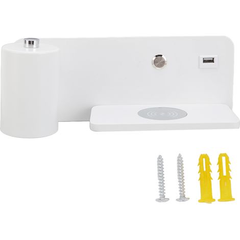 Applique murale LED avec Interface USB, lampe de chargement sans fil pour salon et chambre à coucher, 85 à 265V, blanche, gauche (1/5)