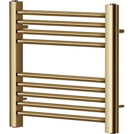 York Flat Brushed Brass Central Heating Towel Rail 400mm Wide x 600mm High