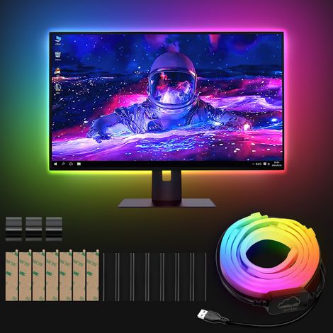 SWANEW Striscia LED per scrivania da gioco. striscia LED RGBIC per monitor PC da 24 pollici. retroilluminazione PC. illuminazione a LED USB con controllo App (1/5)