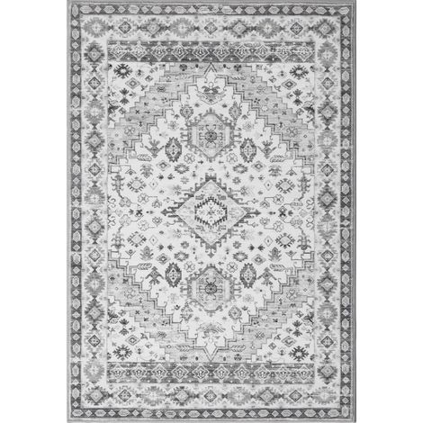 Tapis vintage à poils longs, lavable et antidérapant. Design oriental, facile d’entretien, idéal pour salon, chambre, couloir et cuisine. Adapté aux enfants et animaux. (1/5)