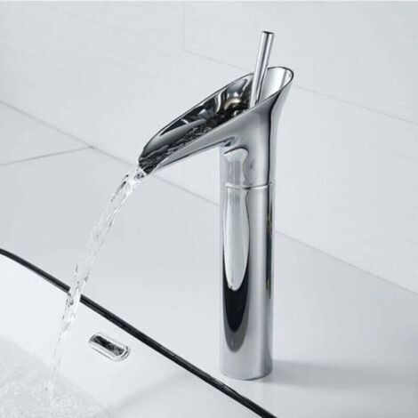 Robinet de Lavabo,Robinet cascade pour salle de bain,Mitigeur de salle de bain,Chrome Vintage Mitigeur monocommande,Chaude et Froide Réglable de Mitigeur Lavabo, Chromé, (1/4)