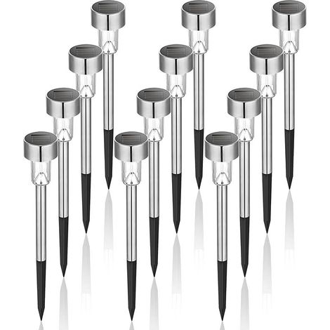 12 Pack (Warm White)Solar Lights Outdoor Waterproof Stainless Steel Solar Lights for Patio, Lawn, Yard and Landscape (1/5)