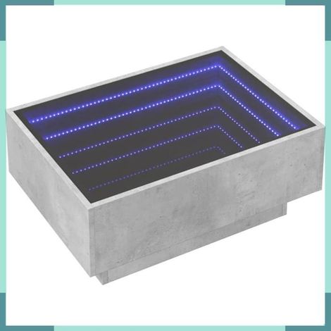 Table basse - 847514 - gris béton - bois d'ingénierie & verre - LED intégrées (1/5)