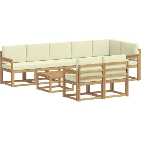 Set di divani da esterno 9 pcs Bianco e Crema Poliestere vidaXL