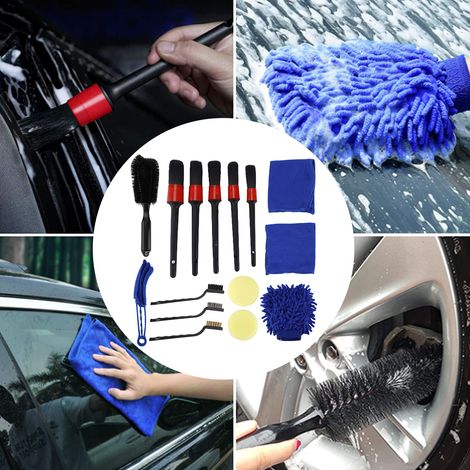 Kit de 15 Brosses de Détail pour Nettoyage Voiture Intérieur Extérieur Jantes Tableau de Bord Vents (1/5)