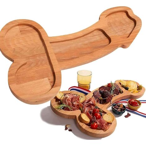 Planche à découper en bois massif pour charcuterie, fromage et vin - Plateau de service élégant pour apéritif, réceptions et soirées - Accessoire de cuisine naturel, cadeau idéal (1/5)