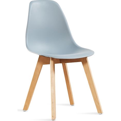 Designetsamaison – Chaise scandinave grise en plastique renforcé – Pieds en bois bisautés – Hauteur 84 cm – Assise 44 cm – Design moderne et rétro (1/5)