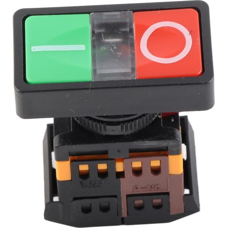 Interrupteur à double bouton-poussoir AS-22N avec voyant LED, bouton momentané marche/arrêt NoNC (24 V CC) (1/5)