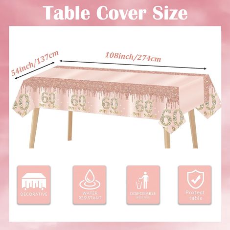 Nappe De Table Jetable - 137 x 274 cm - En Plastique - Pour Anniversaire 60 Ans - Rectangulaire (1/5)