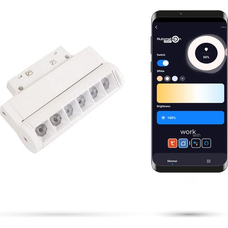 Faretto lineare a LED bianco WiFi Zigbee regolabile 6W per binari magnetici SMART TRACK 48VDC 3000-5000K dimmerabile (1/5)