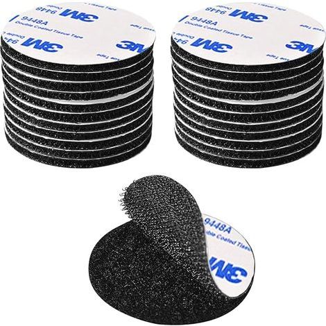 Autocollant ble Face Extra Fort, Noir Bande Auto-Adhésif Réutilisable Rond 5cm Adhesif ble Face Puissant pour Bricolage/Cadre Photos, 20 pièces (1/5)