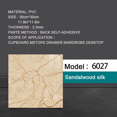 (Style 3, 10 pièces - 30 x 30 cm) Sticker de sol plat en PVC imitation marbre, autocollant mural 3D, imperméable (1/5)