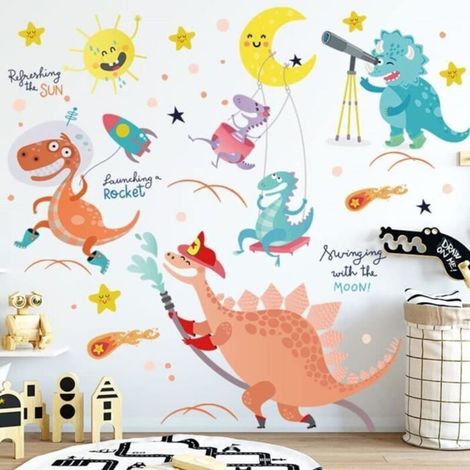 Adesivi murali con dinosauri – Decorazione ecologica – 30 x 90 cm – Assortiti – Facili da applicare (1/3)