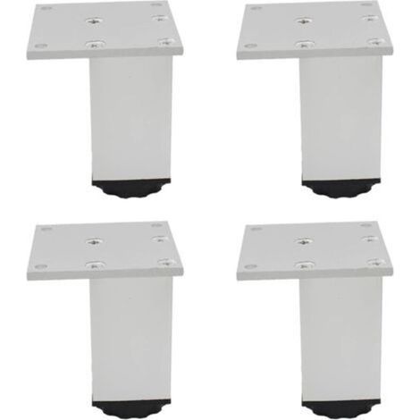 Pieds de meubles carrés, blancs, 6,86,86 cm, 4 pieds réglables en alliage d'aluminium, pieds de canapé. (1/5)