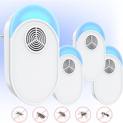 MINKUROW Ultrasuoni Mosquito Killer Plug, Ultrasuoni Mouse Fly 4 Confezioni, Efficace Dispositivo Repellente Per Topi Per Respingere Ratti, Ragni, Zanzare, Topi, Scarafaggi, Bianco (1/5)
