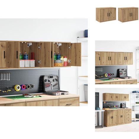 Garagen-Wandschränke 2 Stk. Artisan-Eiche Holzwerkstoff - Garagen-Wandschrank - Garagen-Wandschränke - Schrank - Garagen-Lagerschrank (1/5)
