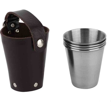 Lot de 4 verres à vin portables en acier inoxydable, mini verres à vin blanc pour l'extérieur, 70 ml (1/5)
