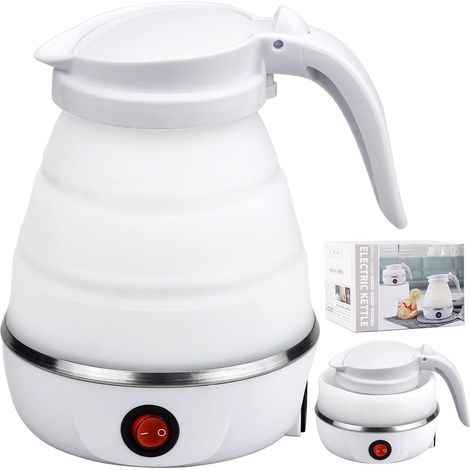 Zusammenklappbarer Wasserkocher 0,6 l Silikon-Reisewasserkocher zusammenklappbarer Wasserkocher, tragbarer Mini-Wasserkocher mit Edelstahlboden für Camping, Reisen, Urlaub 600 W schnelles Kochen (1/5)