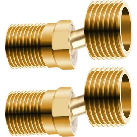 Brass elbow fitting for sanitary pipes. Extended wall pipe connector for plumbing installations. Water-saving pipe connector. (1/5)