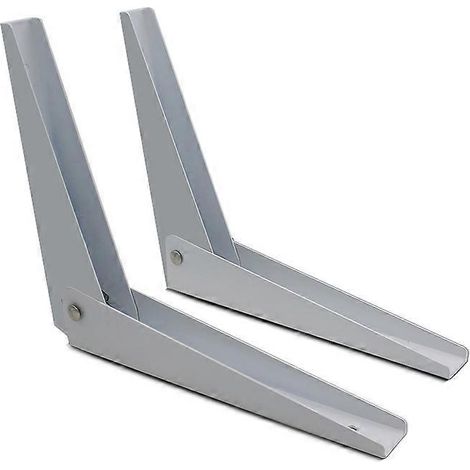 Équerre pliante à angle droit (2 pièces), en forme de L pour étagères flottantes, supports de rangement robustes, charnière blanche - AquaForge (1/4)