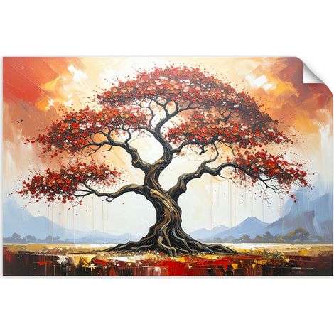 Poster autocollant Arbre de vie rouge Paysage 60x40 (1/3)