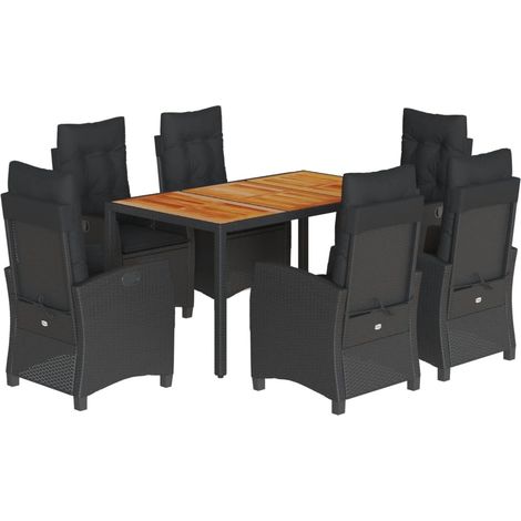 Maison Exclusive - 7-tlg. Garten-Essgruppe mit Kissen Schwarz Pol (1/5)