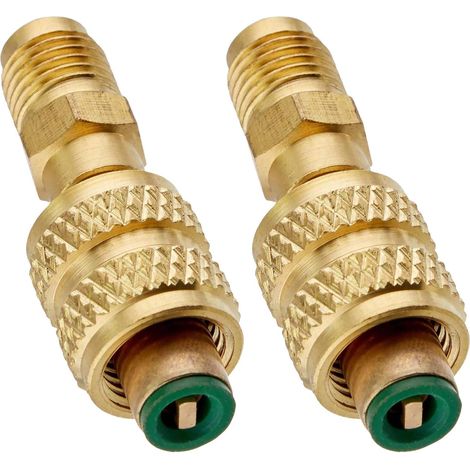 Adaptateur R410A (2 pièces) : raccord femelle SAE 5/16" vers mâle SAE 1/4" pour port de service de vide – Compatible avec climatiseurs split, pompes à (1/5)