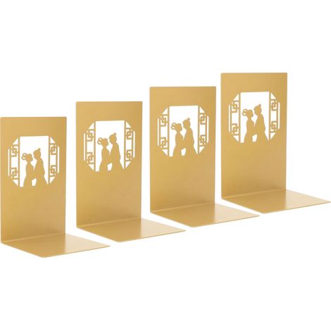 Lot de 4 serre-livres créatifs en métal ajouré, collection Simple Lovers, serre-livres de bureau avec rangement pour livres, support pour livres (1/5)