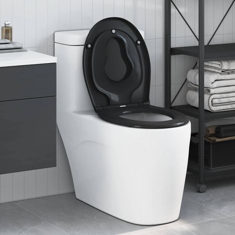 vidaXL Quick Release Toilet suitable for Seat Black 44.5 x 37.3 x 4.3 cm Duroplast (1/5)