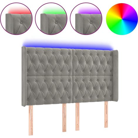 Maison Exclusive - Testiera a LED Grigio Chiaro 147x16x118/128 cm in Velluto (1/5)