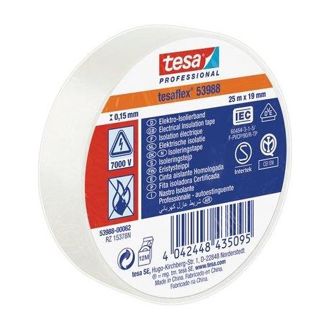 NASTRO PVC ISOLANTE IMQ TESA - BIANCO MM 19 ML 25- 10 pezzi