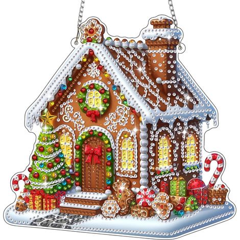 Diamond Painting Pendentif Chalet de Noël, Noël Chalet Diamond Painting Ornements Adultes Enfants, Suspendus Ornements Diamant Couronne Porte Exterieur Jardin Maison Décoration Cadeaux (1/5)