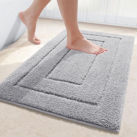 1 Tapis de bain, microfibre, antidérapant, absorbant, lavable en machine, 40x60 cm, salle de bain (1/5)
